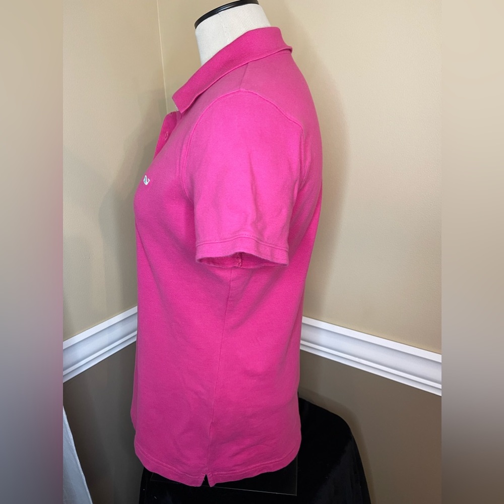 VINEYARD VINES Hot Pink Polo Shirt Short Sleeve Whale Lovo Size Medium - Picture 5 of 8